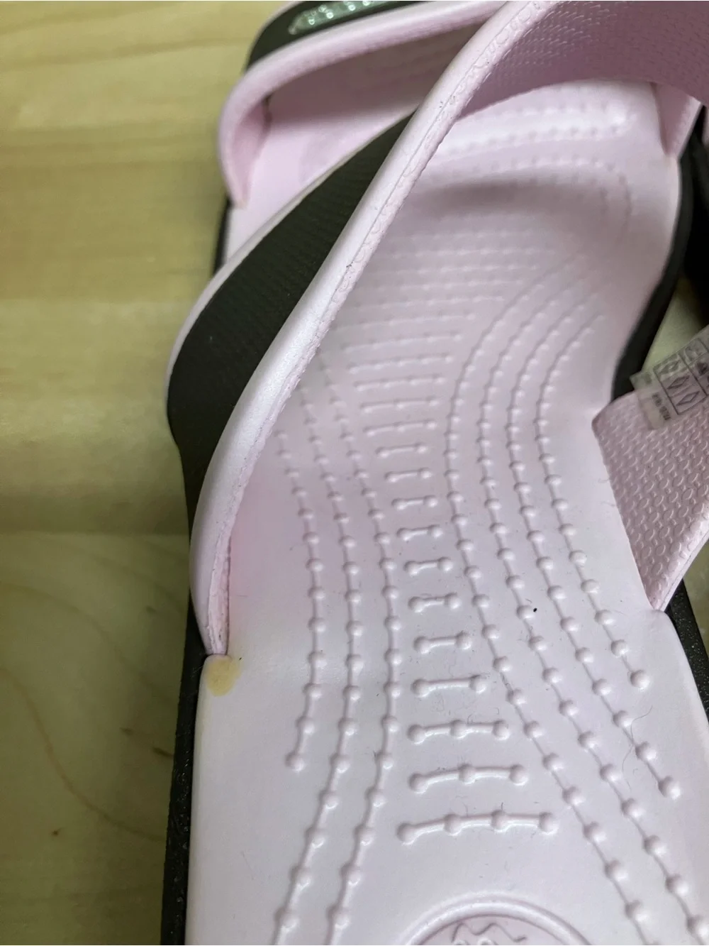CROCS Two-Strap Slide Sandals in Light Pink and Dark Brown